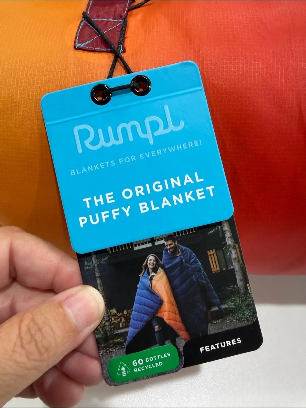 Rumpl Original Puffy Blanket Pyrofade NWT Red Yellow Purple Puffer Stuff Sack